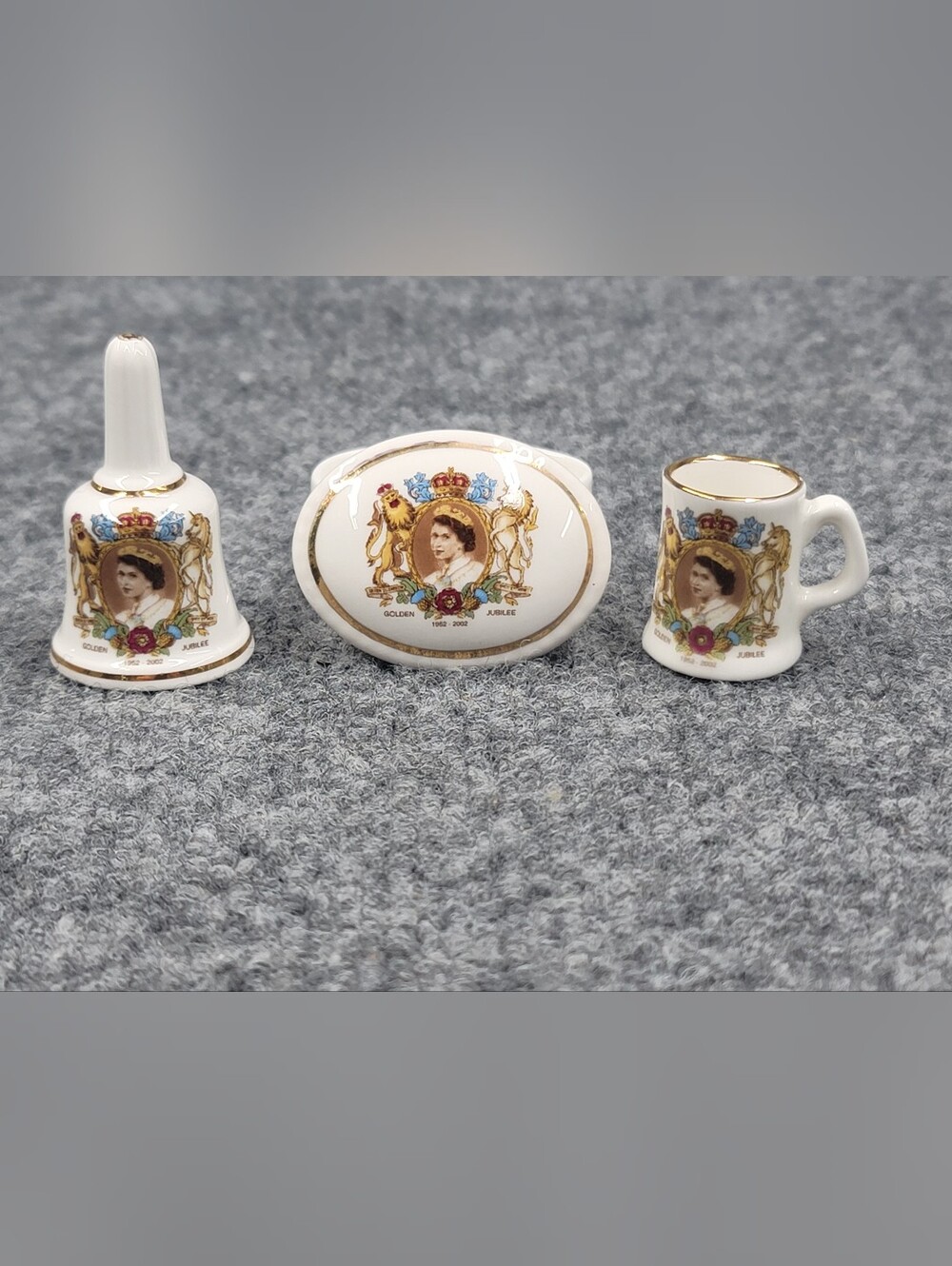 Vintage Gimbel & Sons Bone China Queen Elizabeth II Golden Jubilee 1952–2002 Set